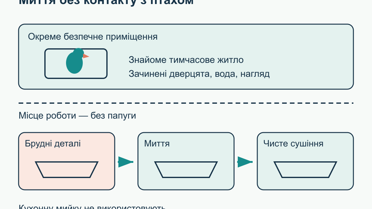 Як мити клітку папуги, миски та аксесуари